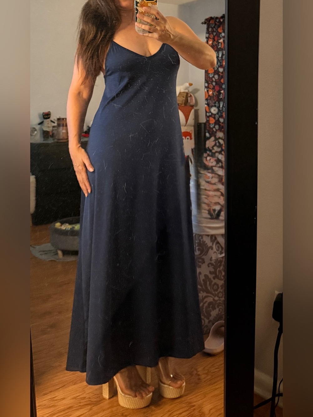 Navy V-Neck Sleeveless Maxi Dress